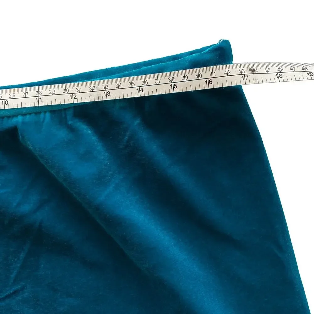 Grace Elements Simply Perfect Teal Soft Velvet Ruffle Hem Knee Length Skirt : 12 - Picture 11 of 12
